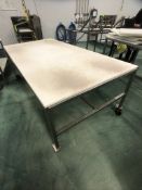 S/S TABLE WITH CUTTING BOARD TOP APPX DIM. LWH'' 96 X 48 X 34