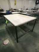 S/S TABLE WITH UMHW CUTTING BOARD TOP, APPX DIM. LWH''72 X 48 X 36