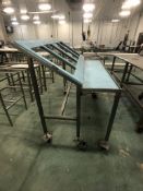 PORTABLE S/S PACKOFF TABLE, MOUNTED ON CASTERS, 64"X34"X55" (APPROX. L W H)
