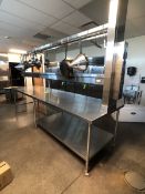 FSF S/S WORK TABLE AND OVERSHELF W/ POWER OUTLETS AND POT RACKS