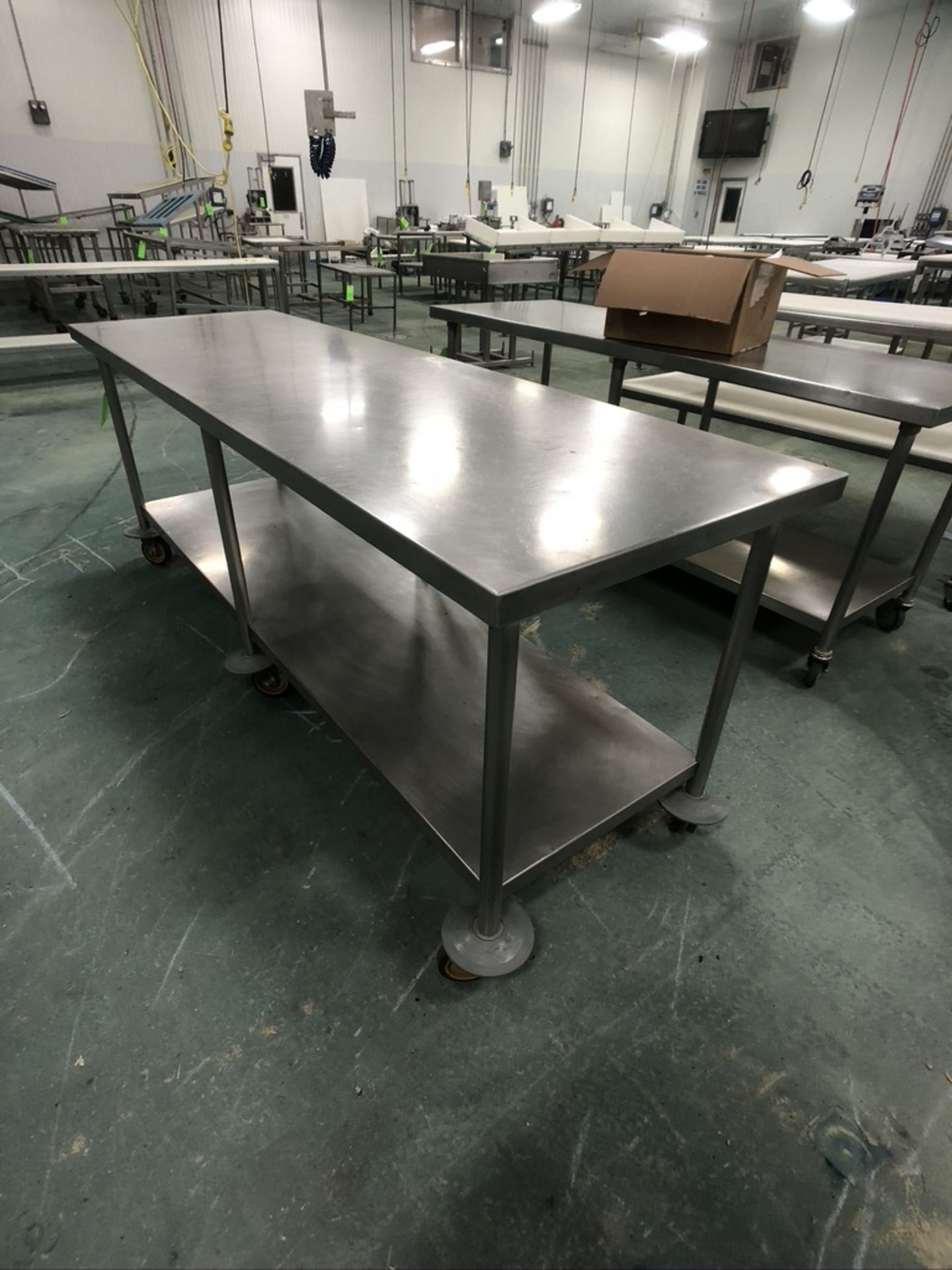 S/S TABLE PORTABLE / MOUNTED ON CASTERS WITH BOTTOM SHELF, APPX DIM. LWH'' 96 X 30 X 36 - Image 3 of 3