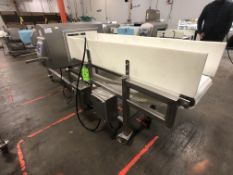 METTLER TOLEDO CONVEYORIZED METAL DETECTOR W/ PRODUCT REJECT ARM, MOUNTED ON CASTERSMODEL 410303,