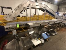 S/S VARIABLE SPEED CONVEYOR, SIDE CHOPPING TABLES WITH CUTTING BOARD