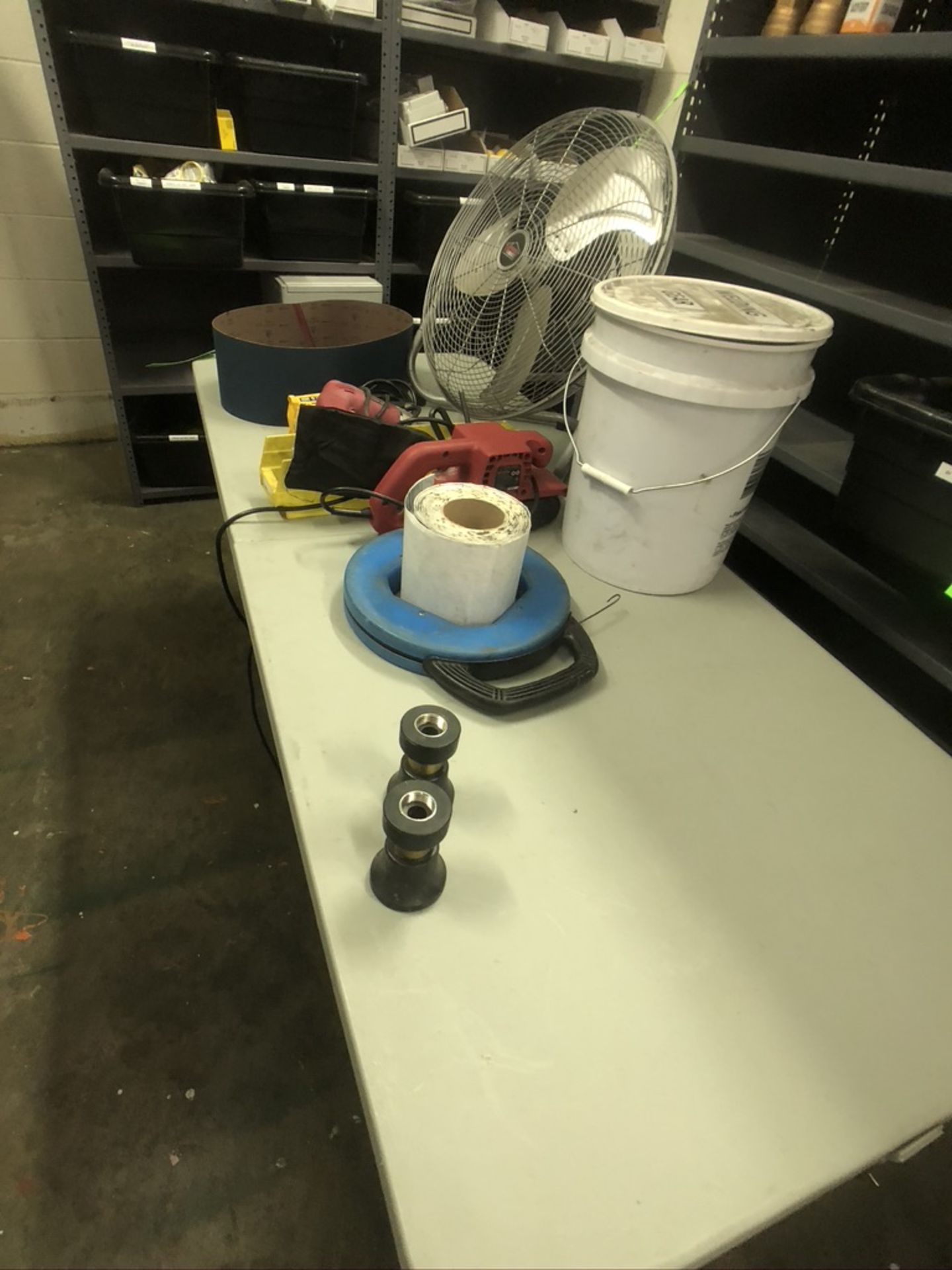 ASSORTED TOOLS AND SUPPLIES ON TABLES IN MACHINE SHOP - Image 11 of 22