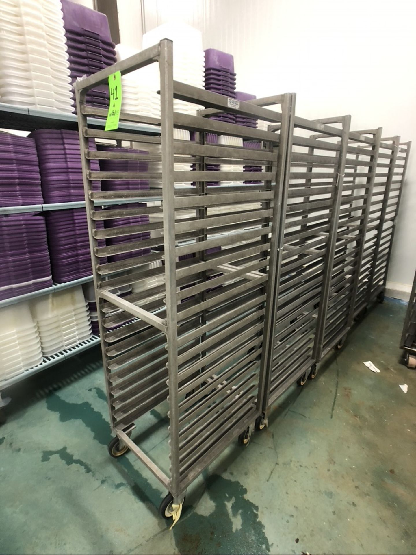 NEWAGE INDUSTRIAL (5) ALUMMINUM END LOAD 20-PAN PORTABLE SHEET/PAN RACK, 3'' SPACE (APPX $450 NEW) - Image 4 of 7