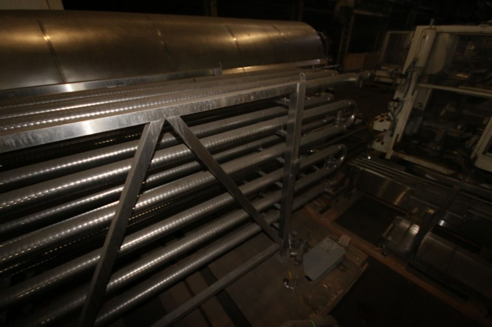 Aprox. 4" S/S Tubular Heat Exchanger, with (24) Tubes, Overall Dims.: 21' L x 48" W x 74" H, Mounted - Image 4 of 7