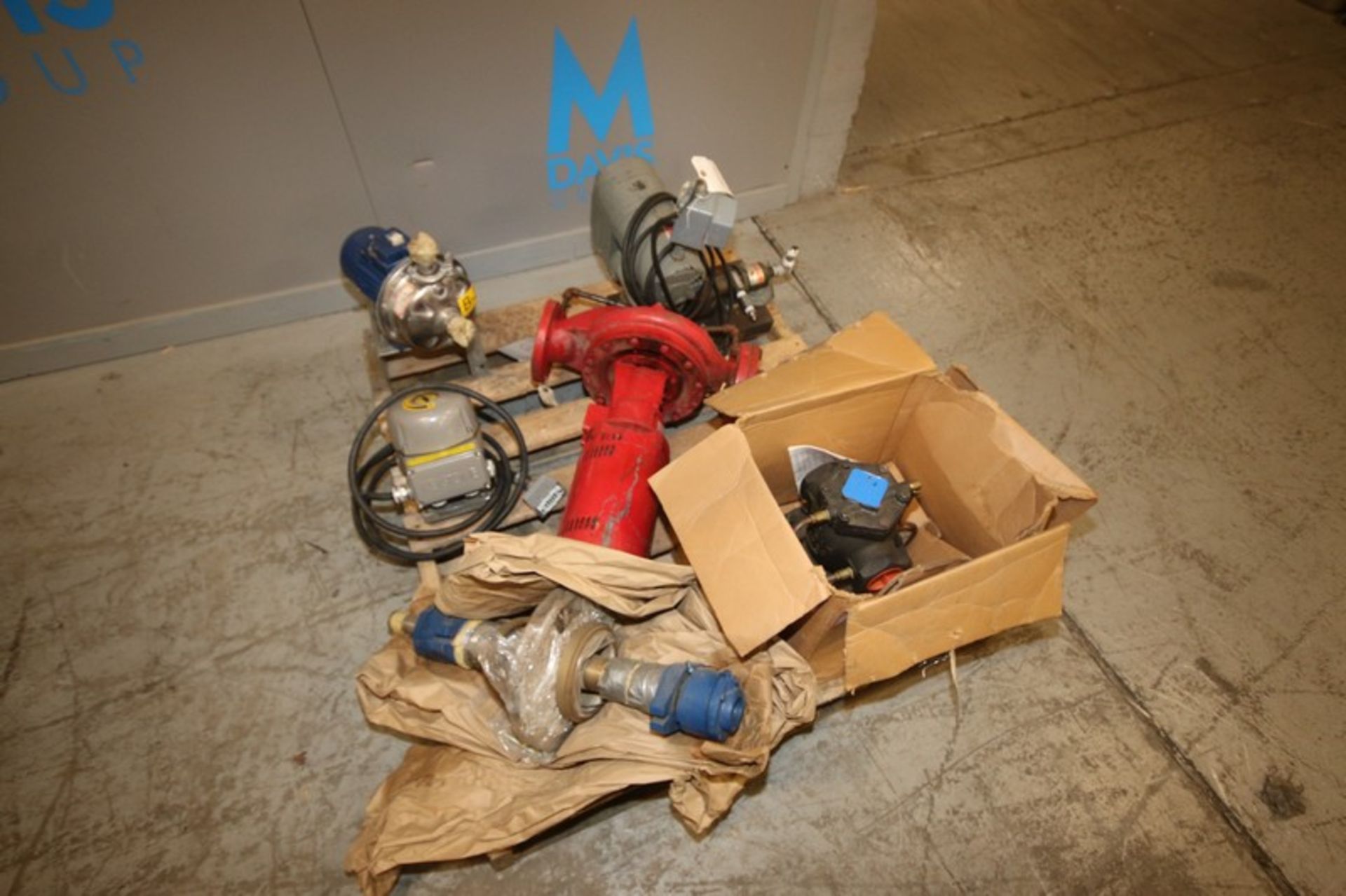 Pallet of Assorted Pumps, Motors, & Pump Heads, Includes Spirax Sarco Pressure Reducing Valve,
