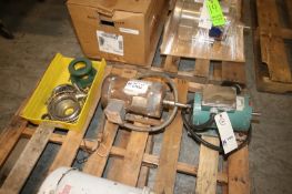 Lot of Assorted (2) Motors & Pump Parts, Includes Parts Bin of S/S Pump Head & Parts,