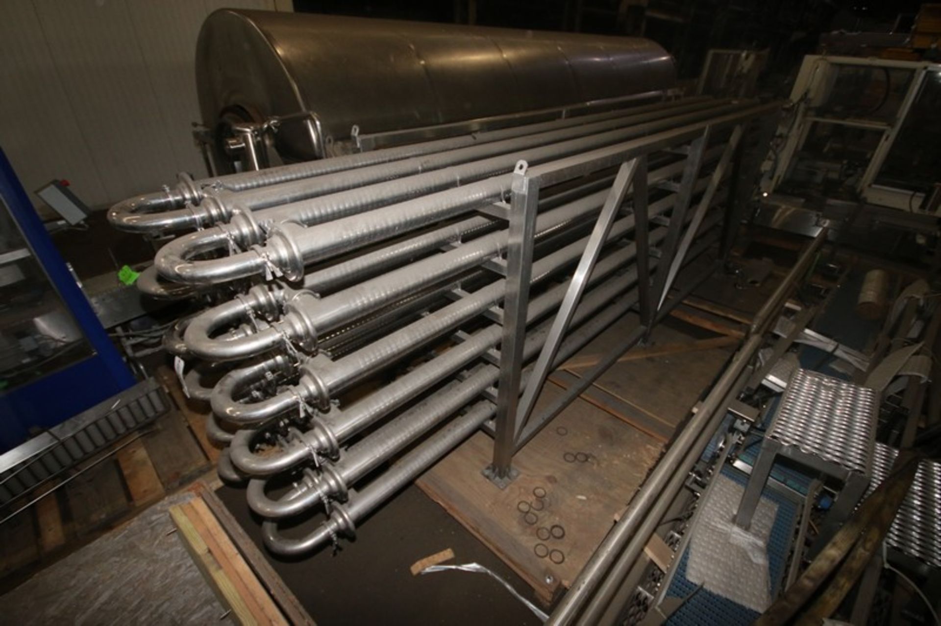 Aprox. 4" S/S Tubular Heat Exchanger, with (24) Tubes, Overall Dims.: 21' L x 48" W x 74" H, Mounted - Image 2 of 7