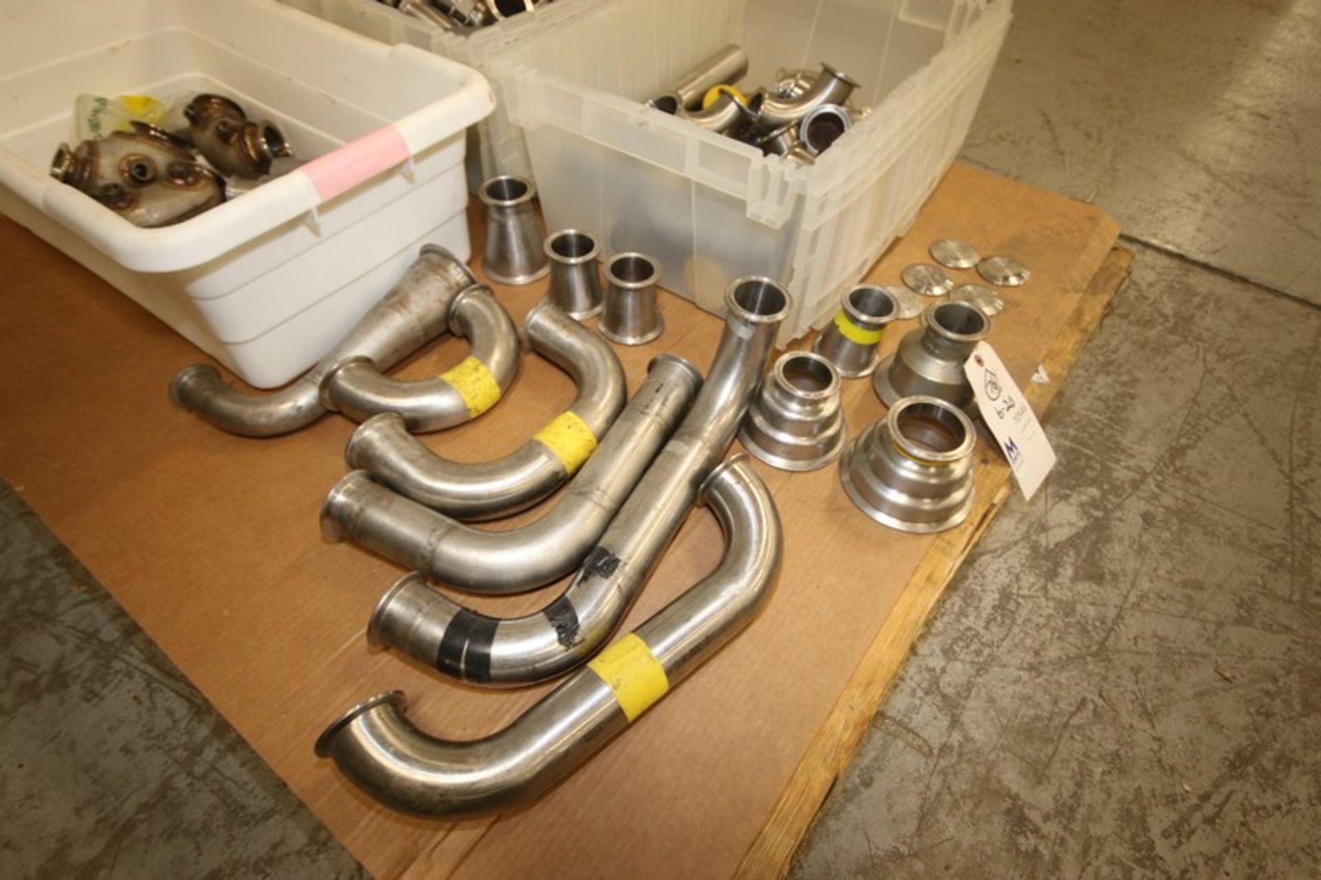 Lot of Assorted S/S Fittings, Includes Bin Full of Aprox. 2" Clamp Type Elbows, with (6) S/S - Image 3 of 16