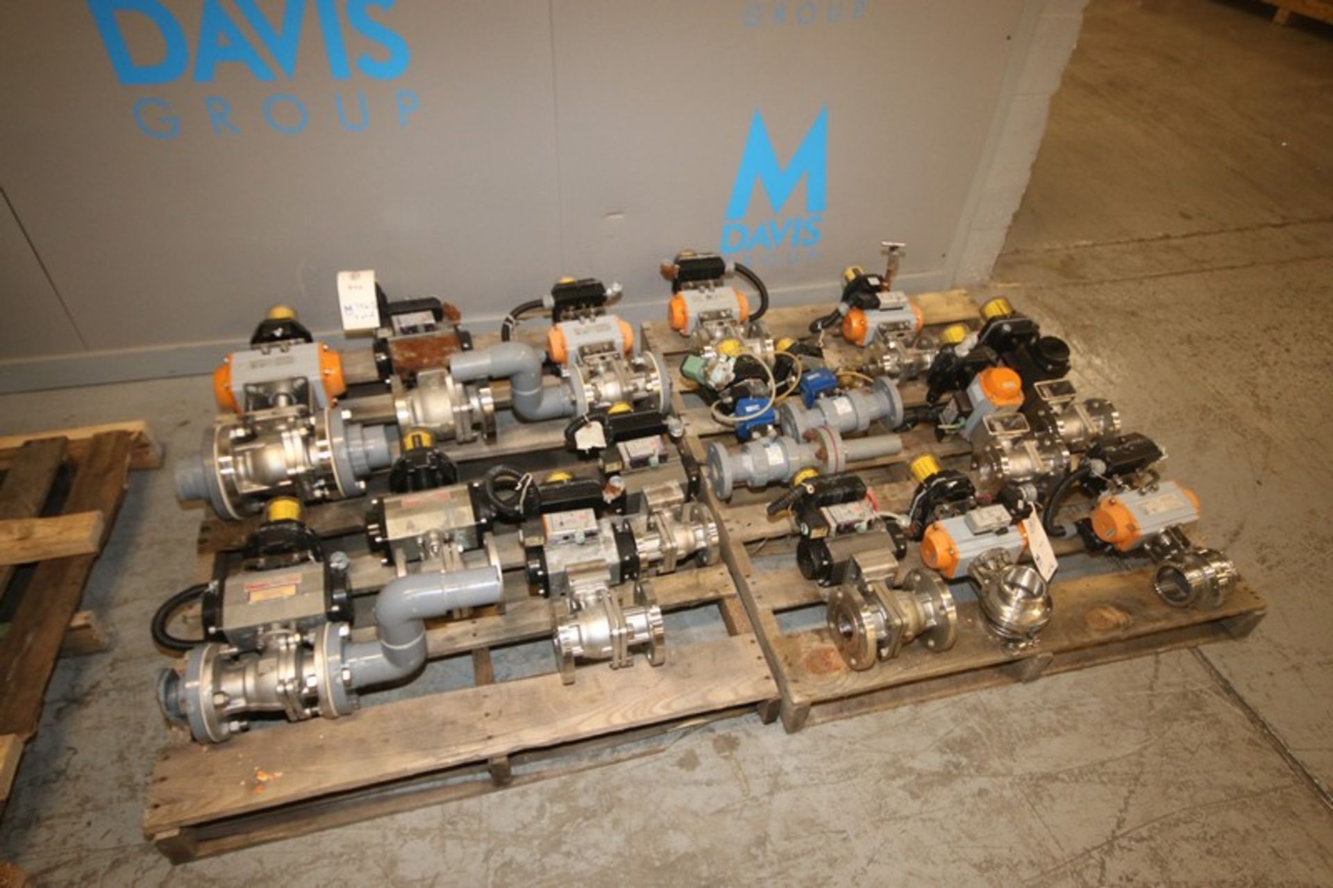 Assorted S/S Air Actuated Ball Valves, Sizes Ranging From 1-1/2" - 3" Dia., Some Clamp Type & Some