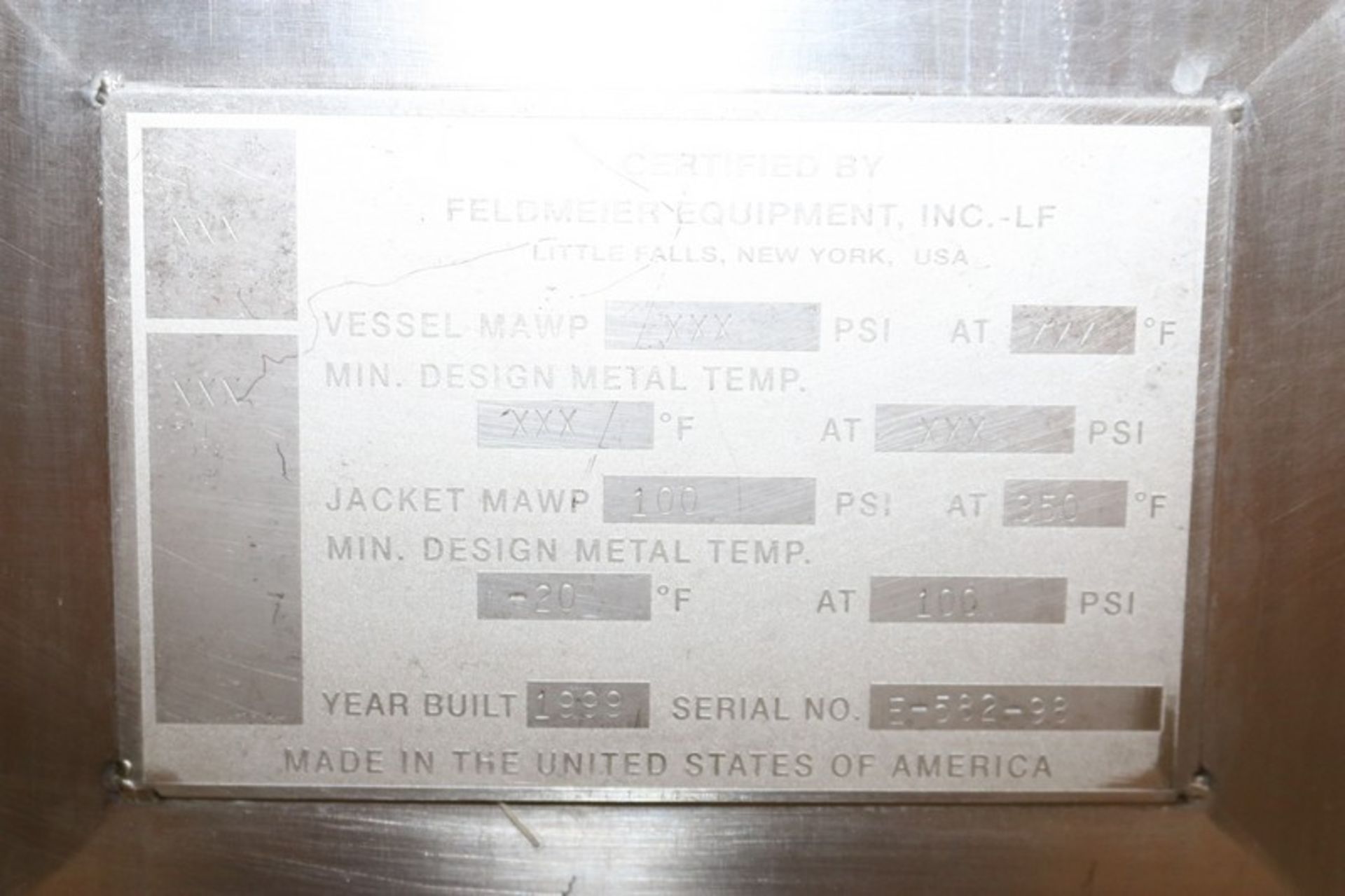 Feldmeier Aprox. 180 Gals. S/S Vertical Jacketed - Image 6 of 12