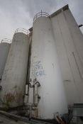Aprox. 20,000 Gal. S/S Silo, Silo Dims.: Aprox. 10' Diameter x 35' H. Sloped Bottom, Partial