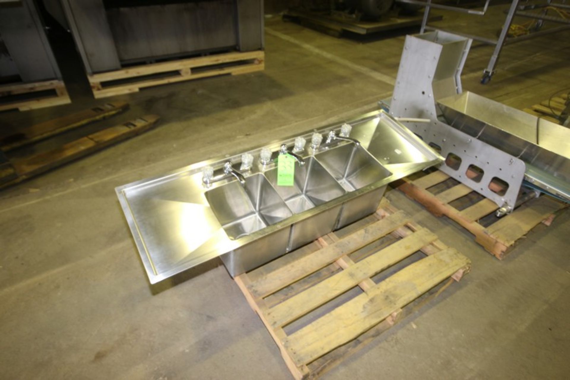 Triple Bowl S/S Sink, Overall Dims.: Aprox. 62" L x 20" W (LOCATED IN MEDFORD, WI) (Rigging, Loading