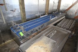 Triple Lane S/S Product Conveyor, Aprox. 16' L x 32" W Belt (LOCATED IN TOY BARN) (LOCATED IN