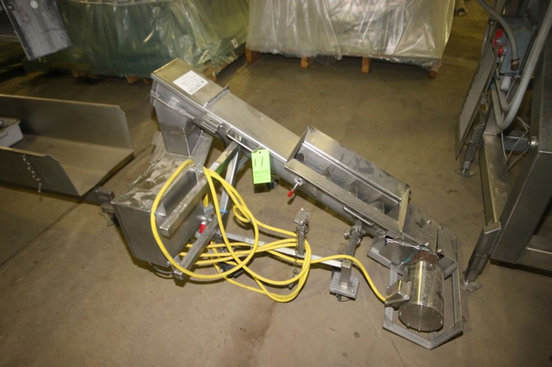 S/S Incline Auger, with S/S Clad Motor, Overall Length: Aprox. 53" L, Mounted on Portable Frame (