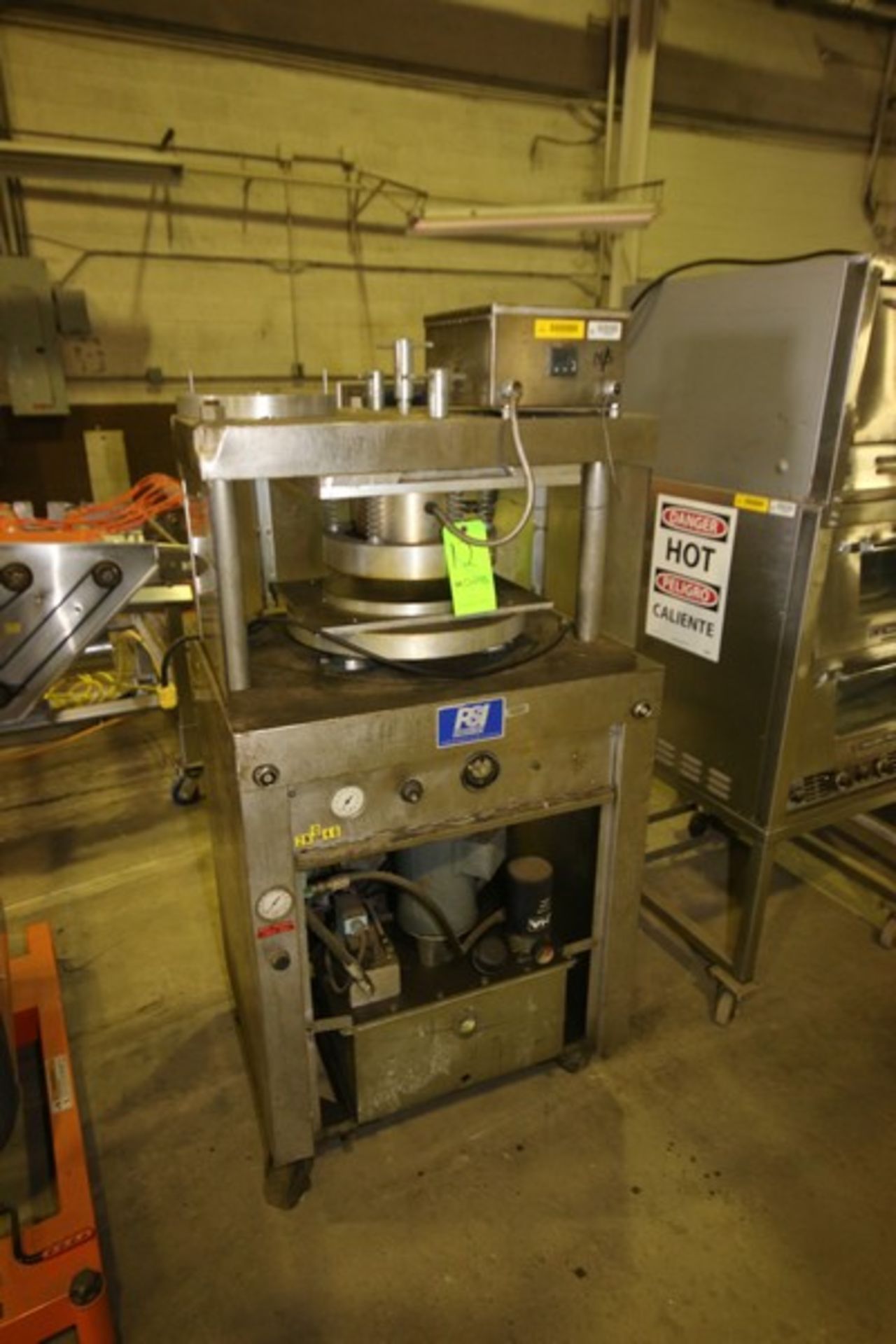 PSI S/S Dough Press, with Bottom Mounted Hydraulic Unit, Mounted on Portable Frame (LOCATED IN