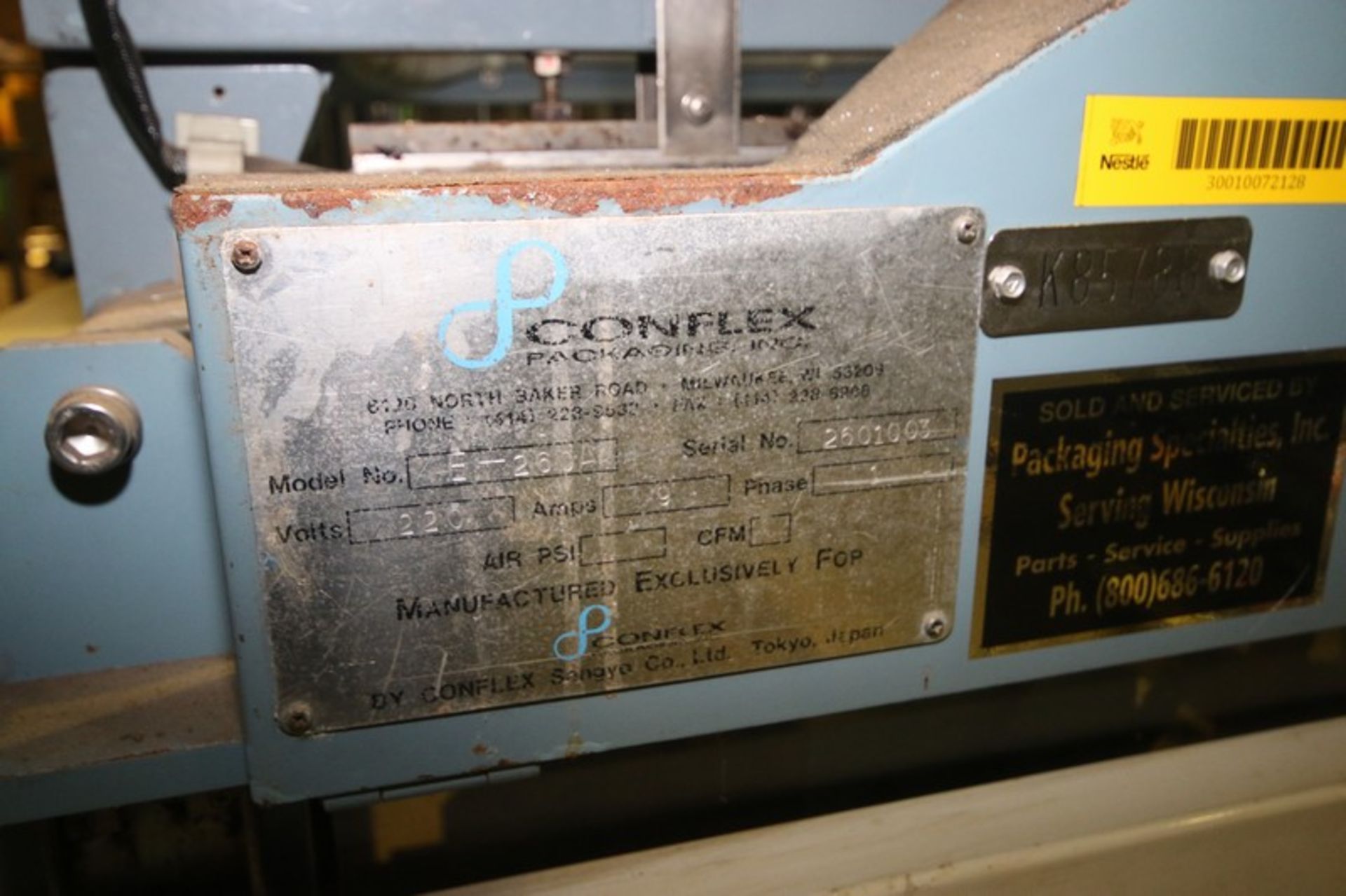 Conflex Packaging Inc. L-Bar Sealer, M/N L-250A, S/N 2601003, 220 Volts, 3 Phase, Mounted on - Image 15 of 19