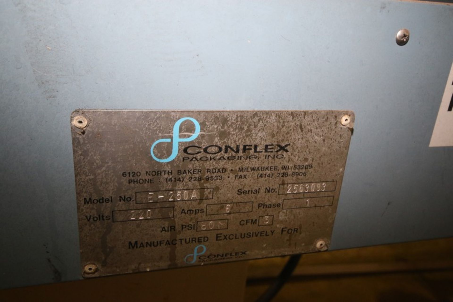 Conflex Packaging Inc. L-Bar Sealer, M/N L-250A, S/N Z563093, 220 Volts, 3 Phase, Mounted on - Image 6 of 7