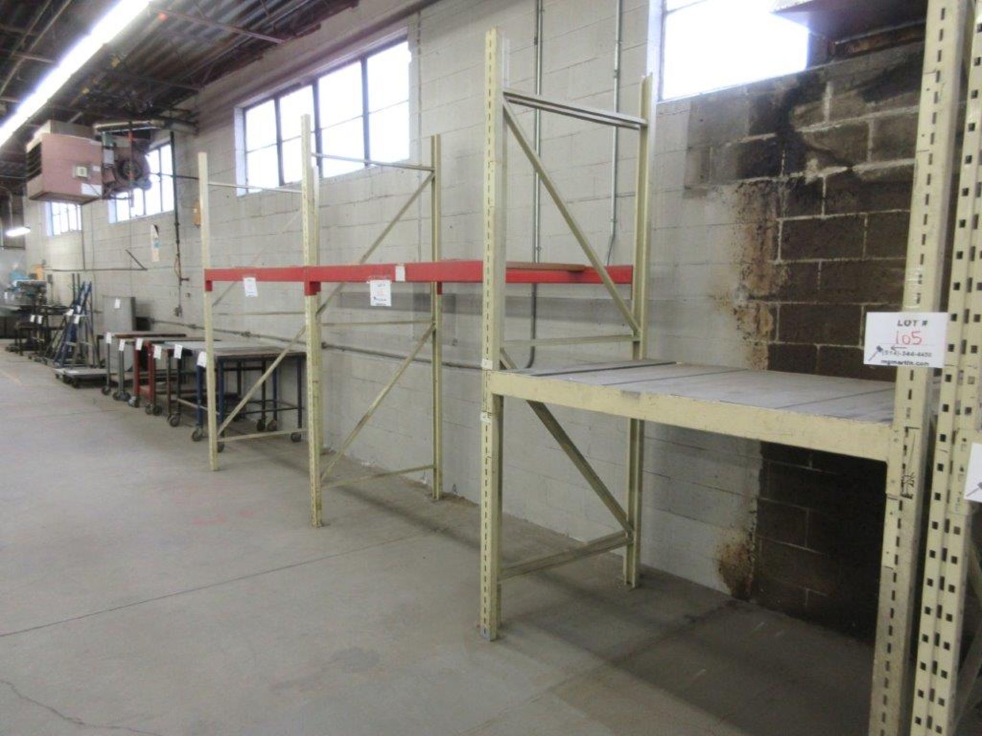 Sections industrial racking (1) 66w x 42d x 9ft h/ (2) 74w x 42d x 9ft h