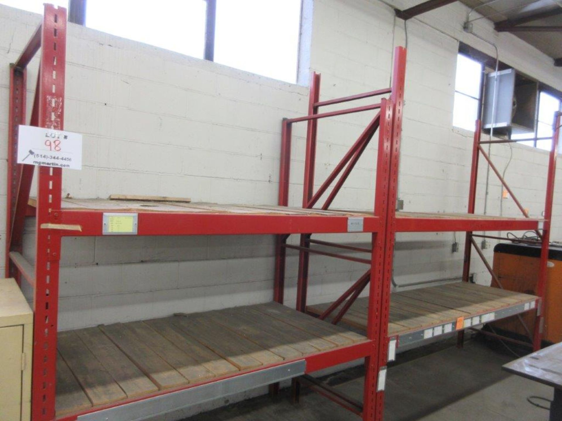 Sections industrial racking 79w x 41d x 8ft h / 105w x 34d x 9ft h/ 127w x 36d x 8ft h / 127w x