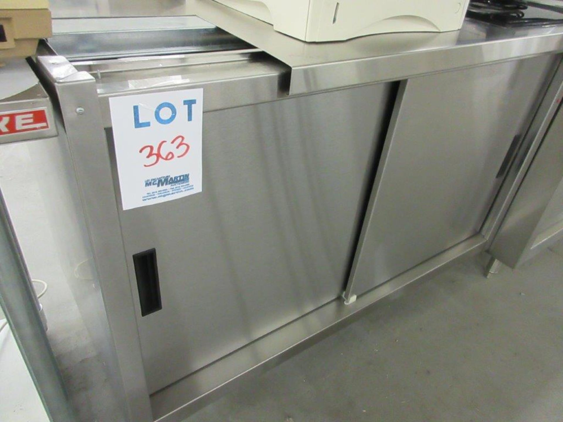 2 door stainless steel cabinet on wheels 48"w x 24"d