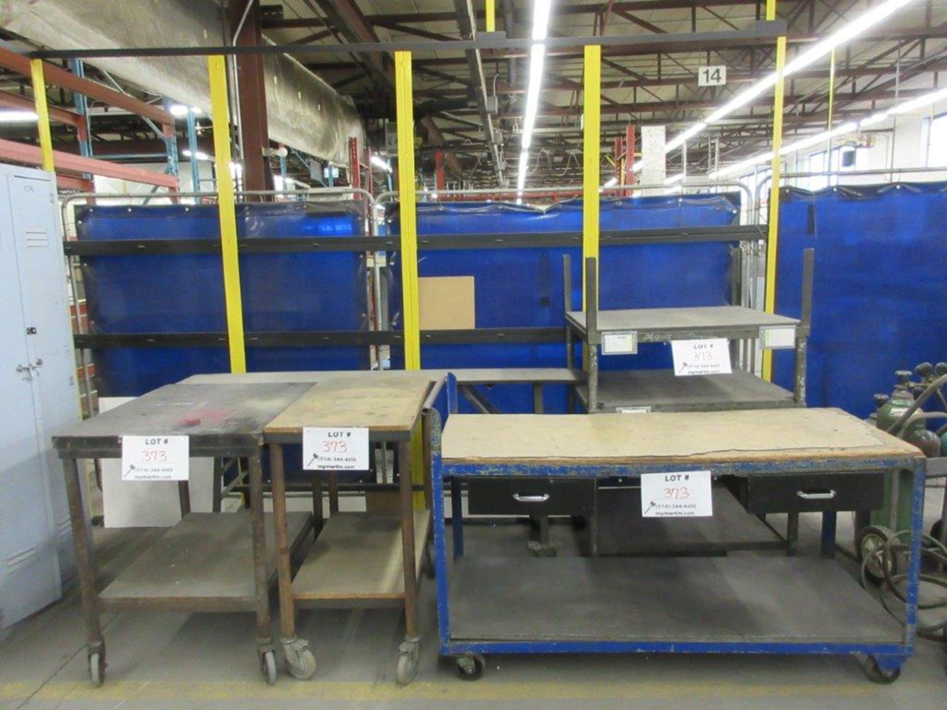 Assorted tables on wheels various sizes