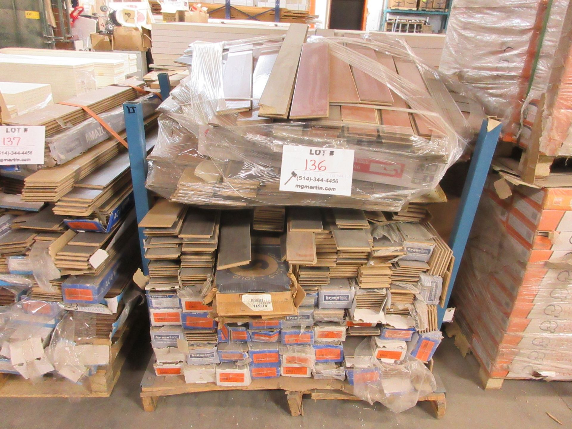 LOT Assorted laminate flooring (no metal bin) (qty aprox. 70 boxes)