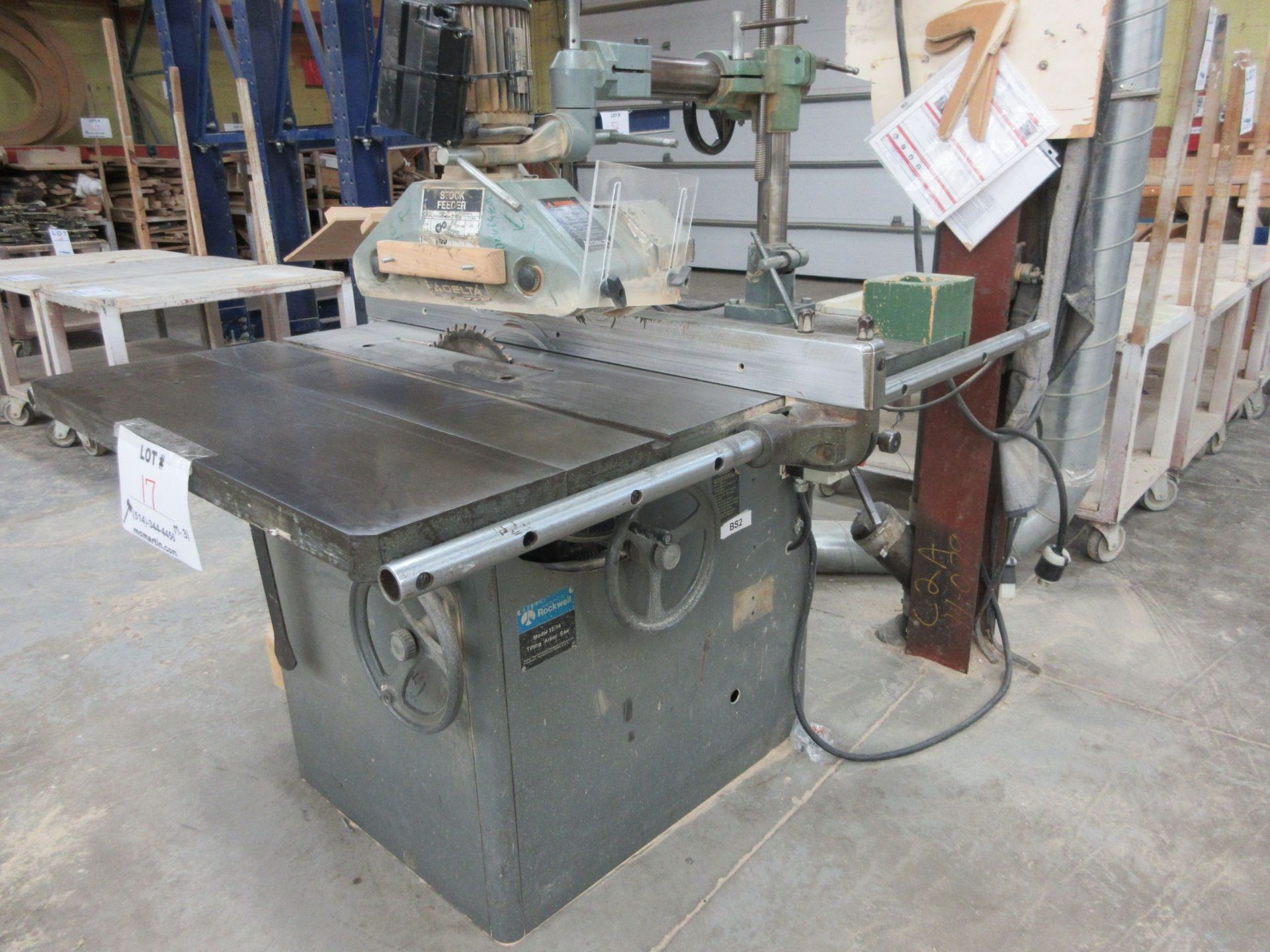 ROCKWELL table saw 14" c/w feeder, 600 volts