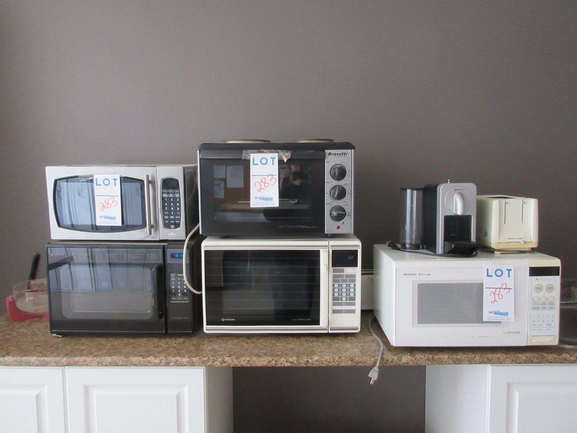 LOT including (5) microwave ovens, coffee machine, etc.