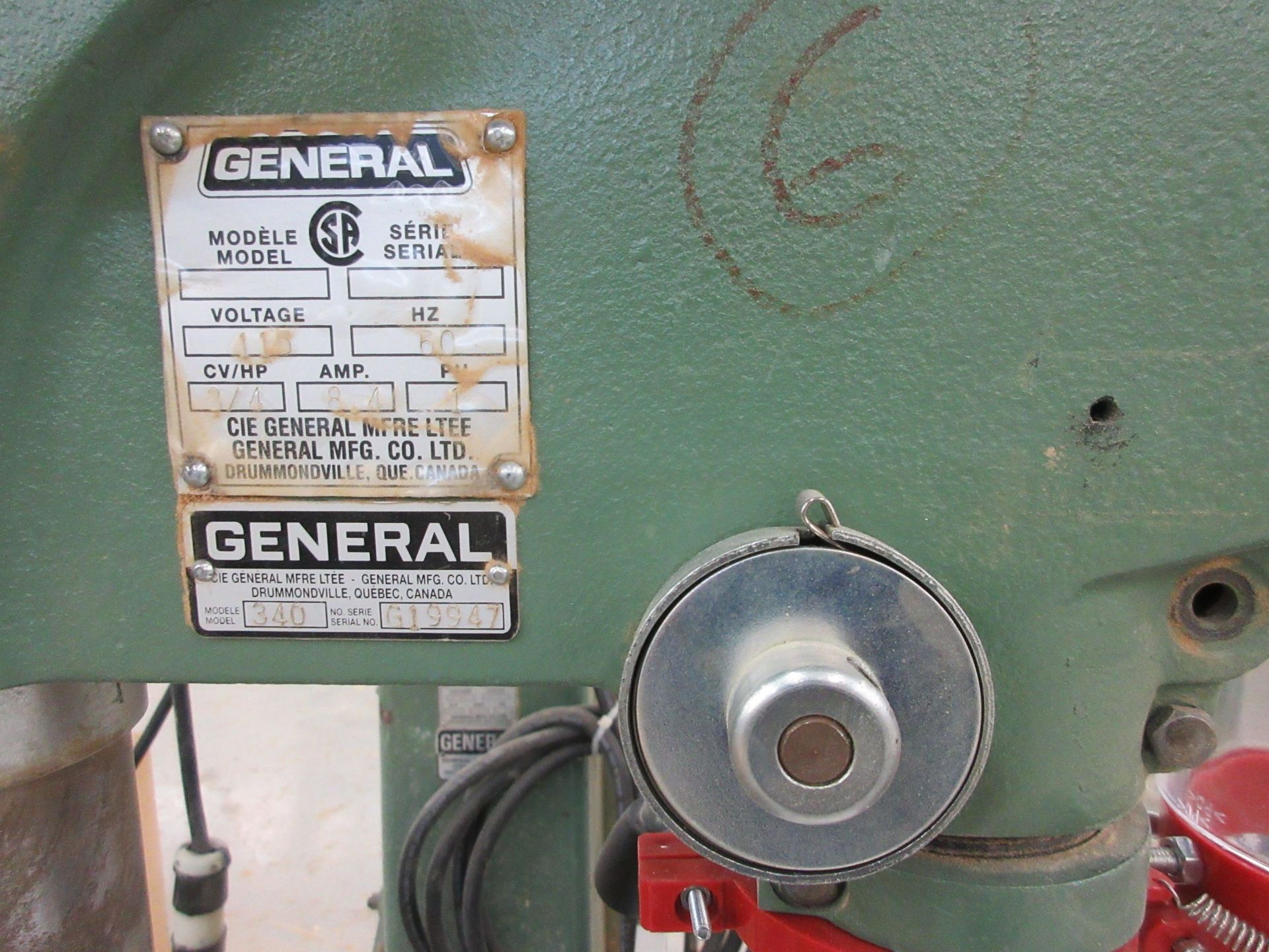 GENRAL drill press, Mod: 340, 110 volts - Image 3 of 3