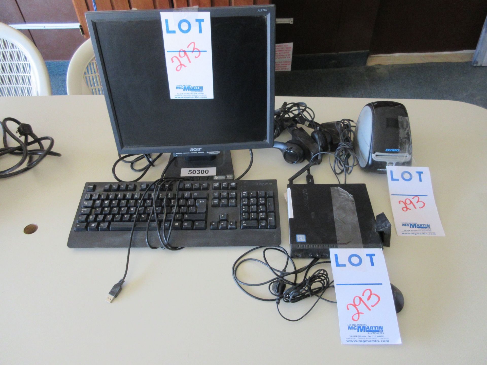 LOT including LENOVO computer c/w screen, keyboard and DYMO label printer, etc.