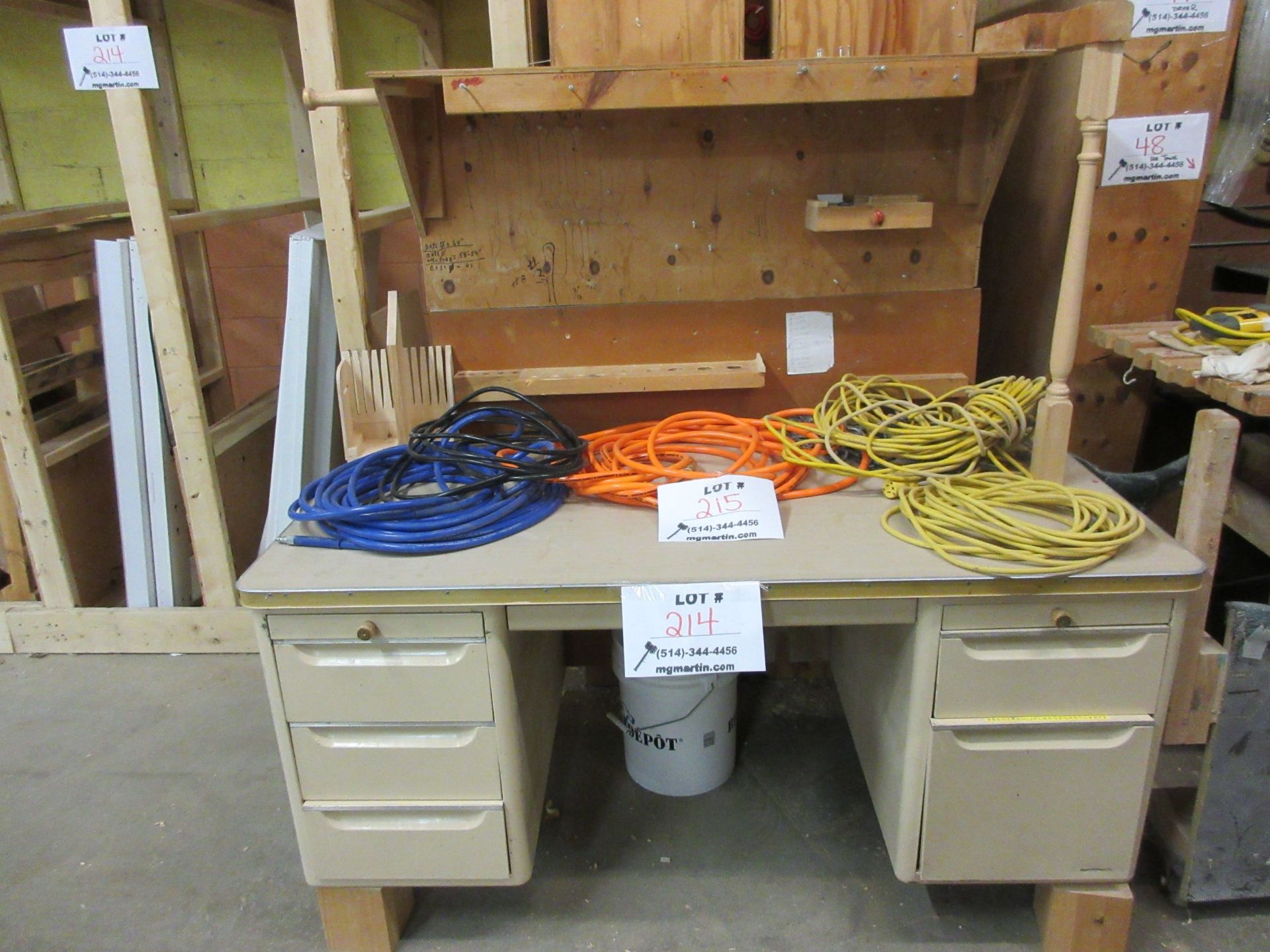 LOT assorted racking, wood desk, etc. - Image 2 of 4