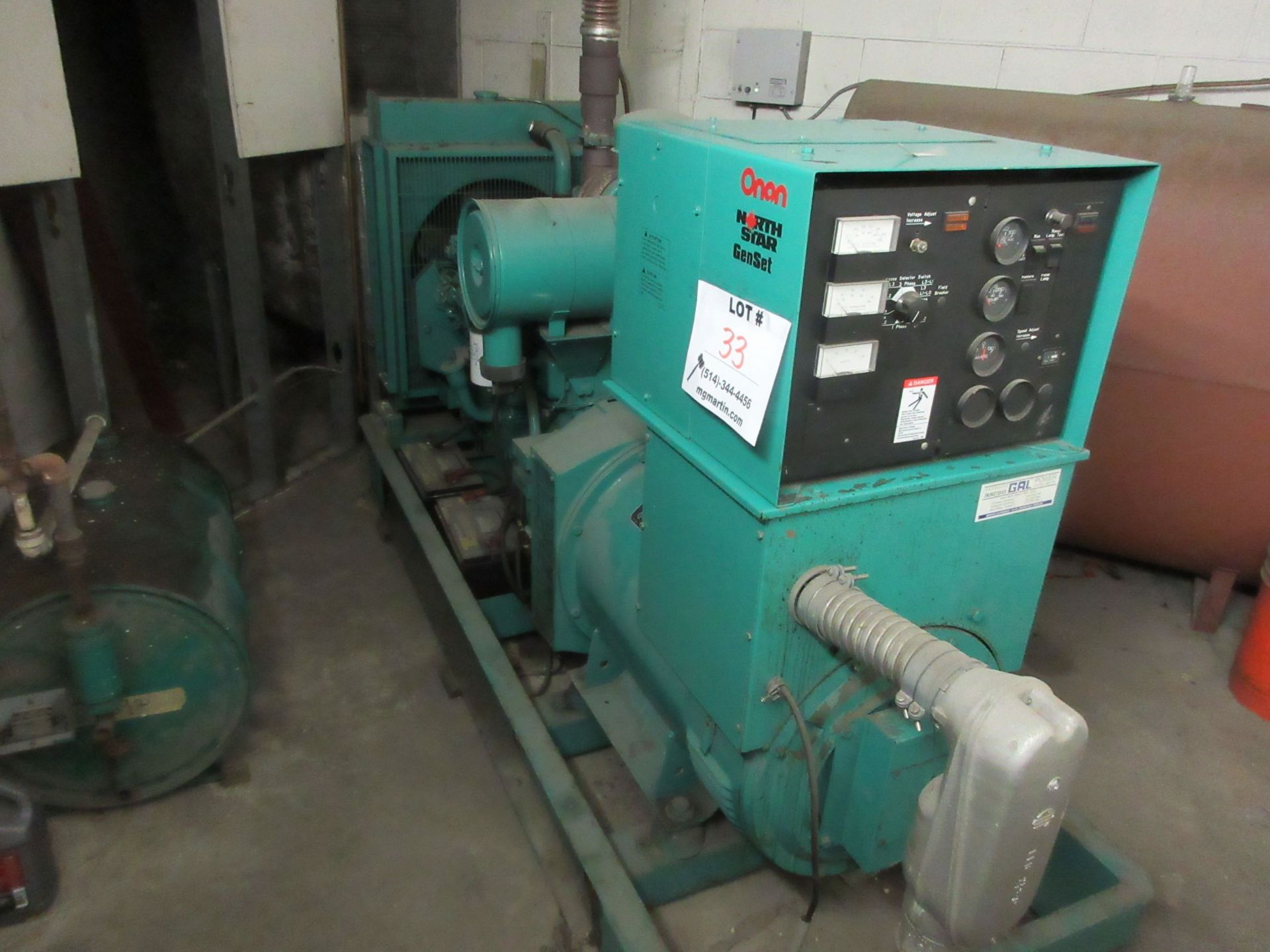 ONAN Northstar Genset generator DIESEL model: 100.0DxDB-L/30683A ,service rating: 100.0 kilowats,