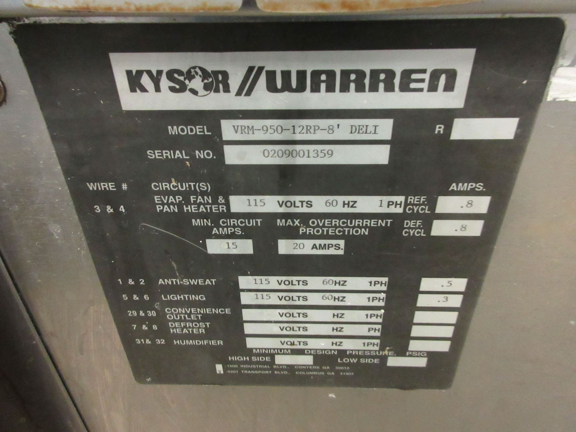 KYSOR WARREN refrigerated display counter w/t glass without compressor aprox. 8ft w x 4ft d x 45"h - Image 5 of 5