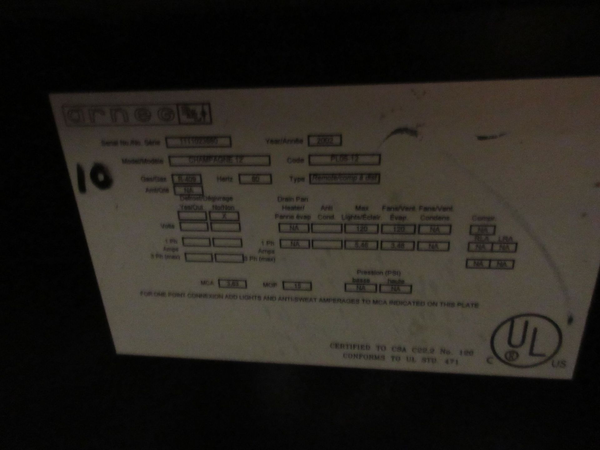 ARNEG open refrigerated unit (without compressor) model: CHAMPAGNE 12' , aprox. 147"w x 32"d x 83"h - Image 4 of 4