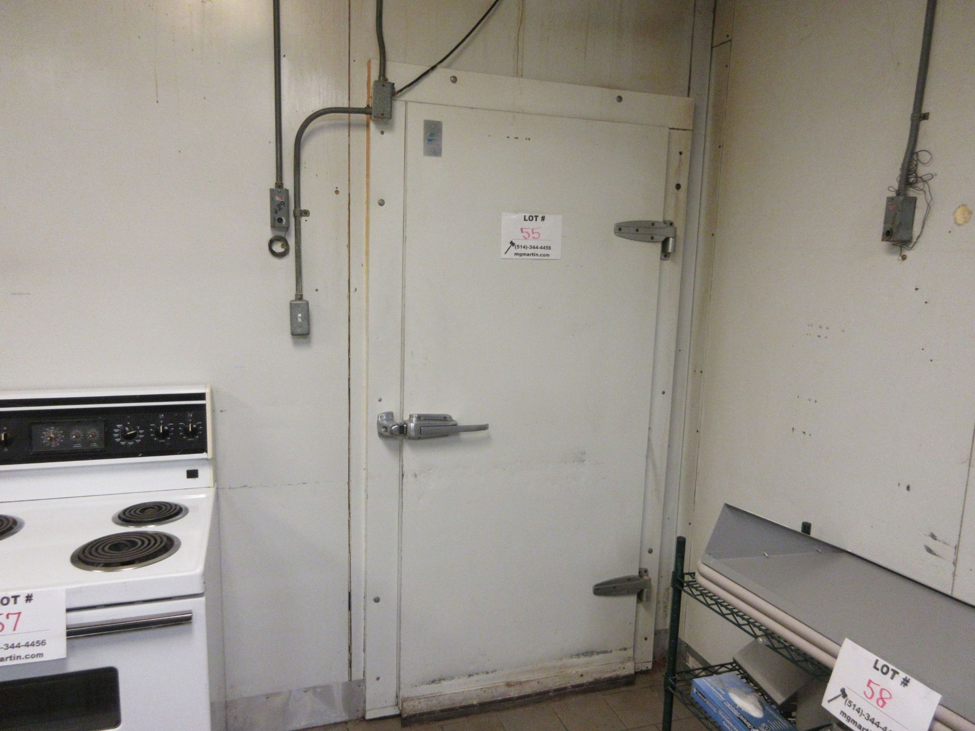 Walk in freezer w/t BLANCHARD-NESS cooling unit with (2) fans c/w aprox. 94" w x 86"d x 103" h
