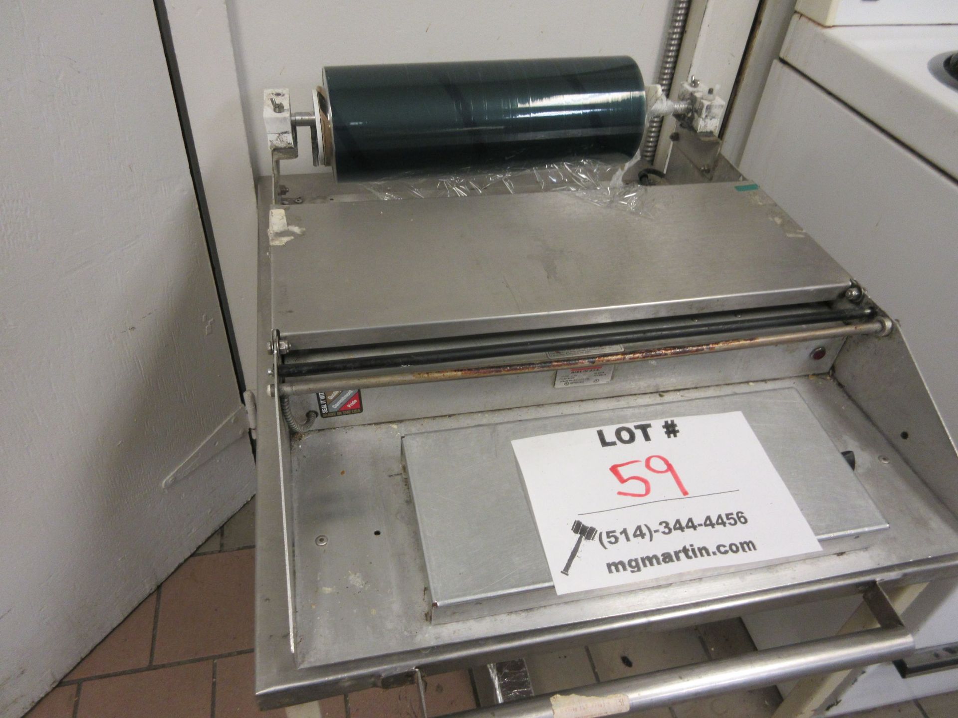 HEAT SEAL, heat shrink wrap dispenser c/w stainless steel table - Image 2 of 2