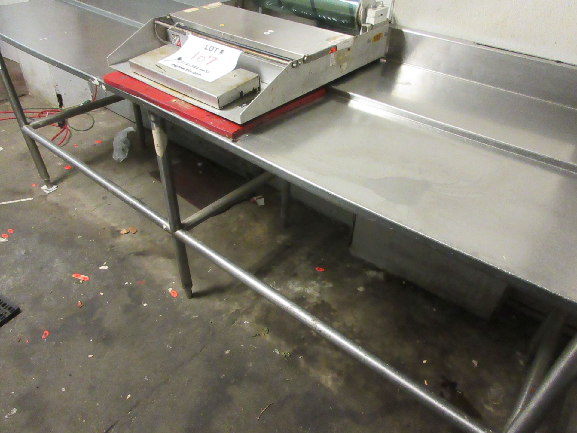 Stainless steel table aprox. 8ft w x 30"d x 34"h - Image 2 of 2