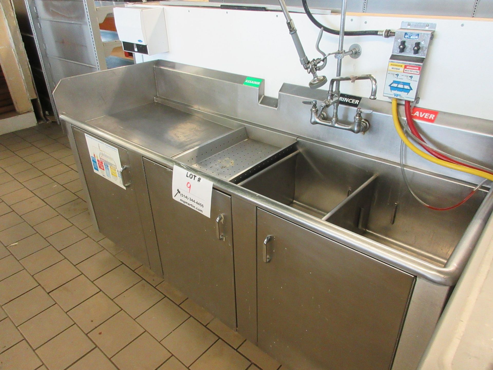 Stainless steel sink w/t faucet aprox. 77" w x 26"d x 36"h - Image 2 of 2