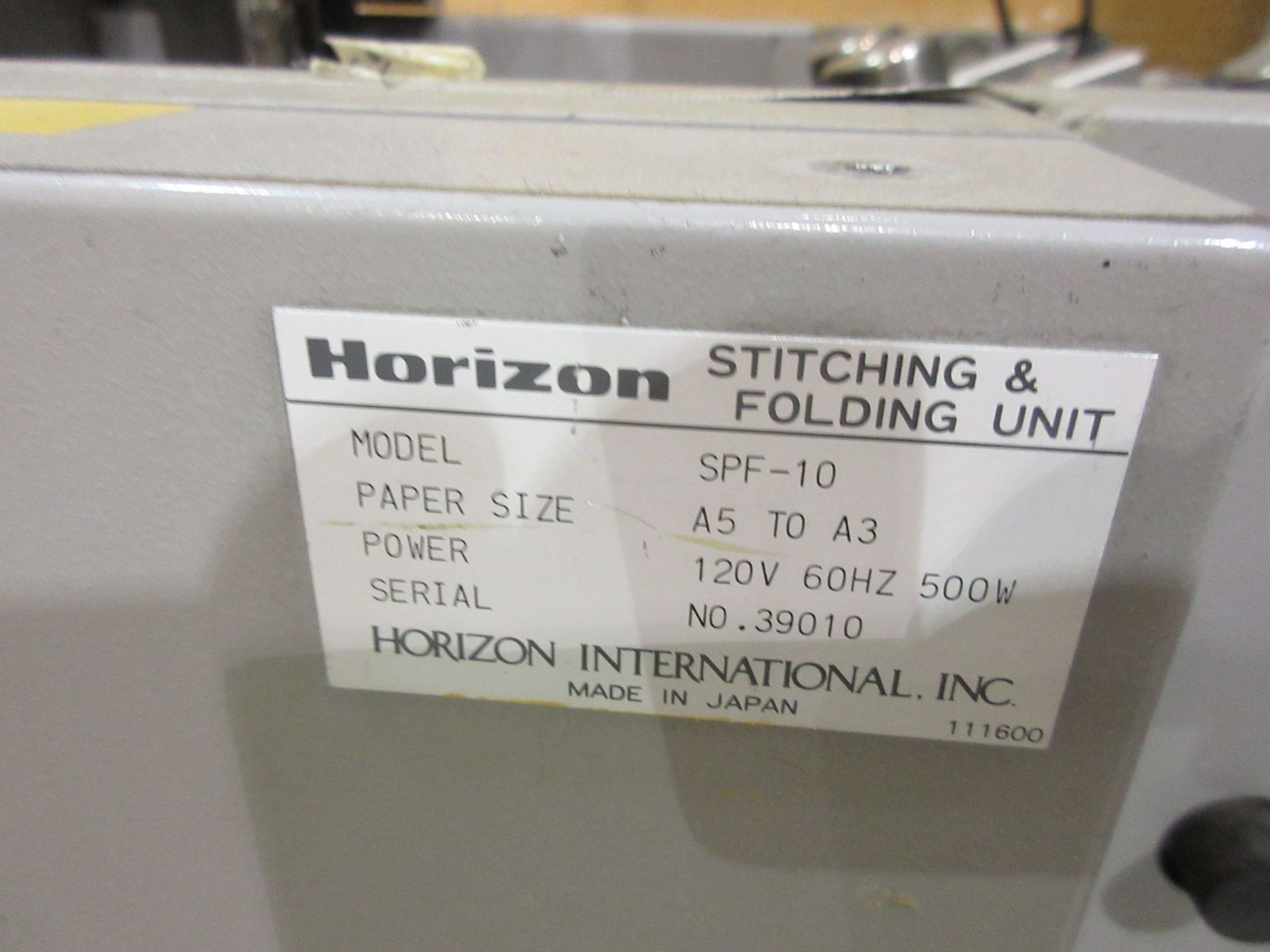 STANDARD (10) station booklet making station c/w HORIZON stitching & folding unit (mod: SPF-10) / - Image 10 of 18