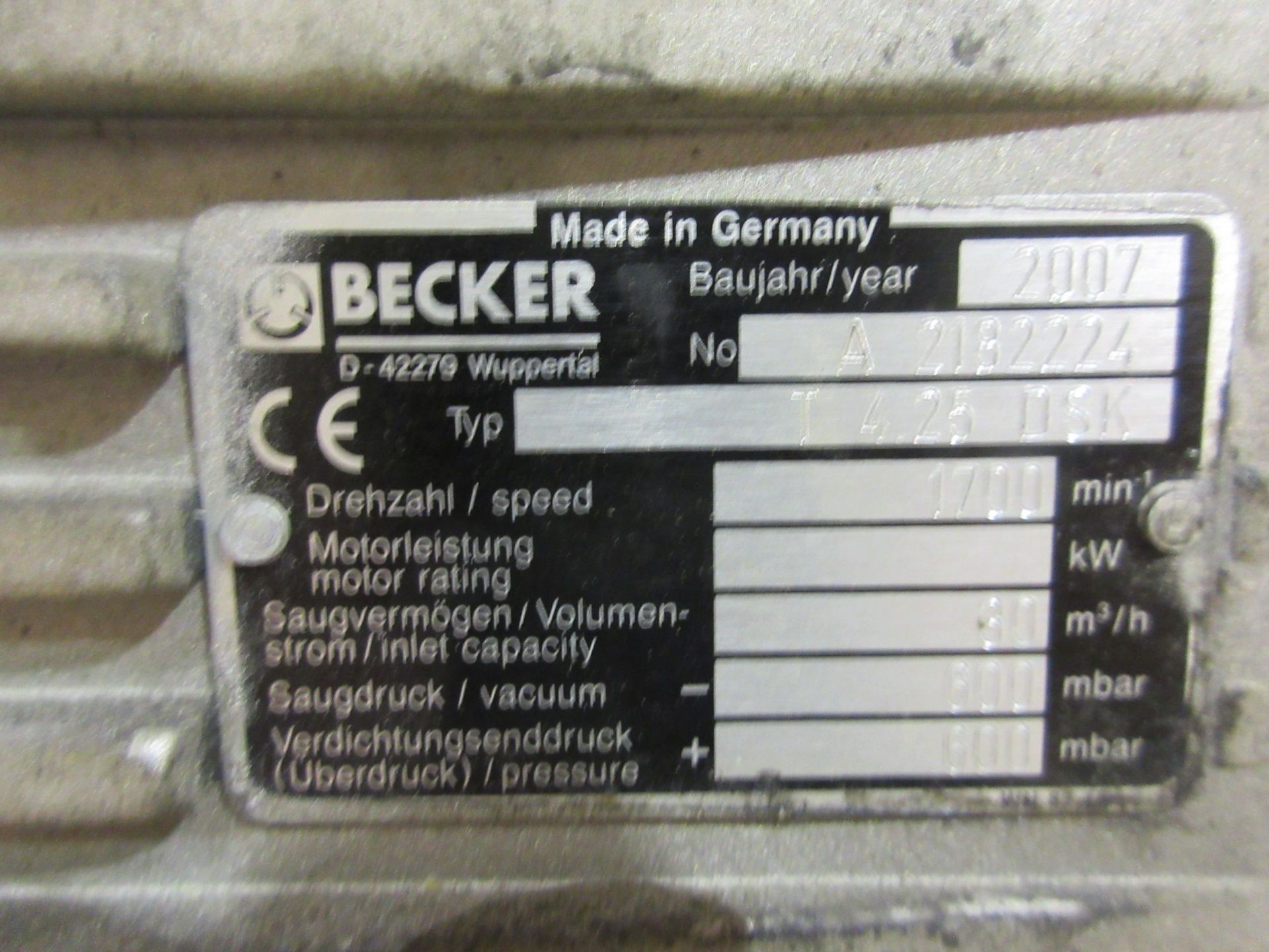 BECKER pump (mod:T4.25 DSK) - Image 3 of 3