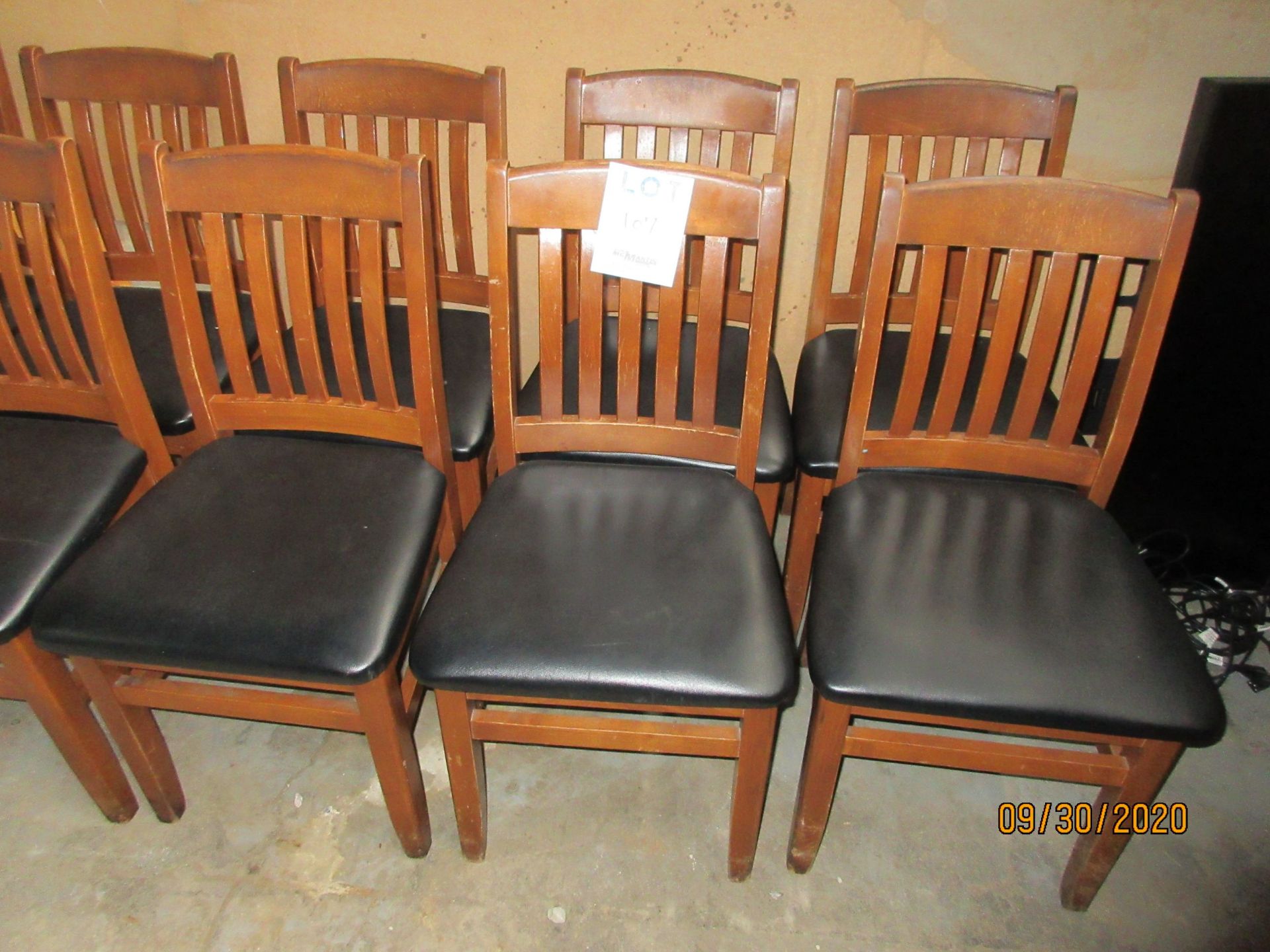 Wooden chairs (leather style seats) (qty 4)