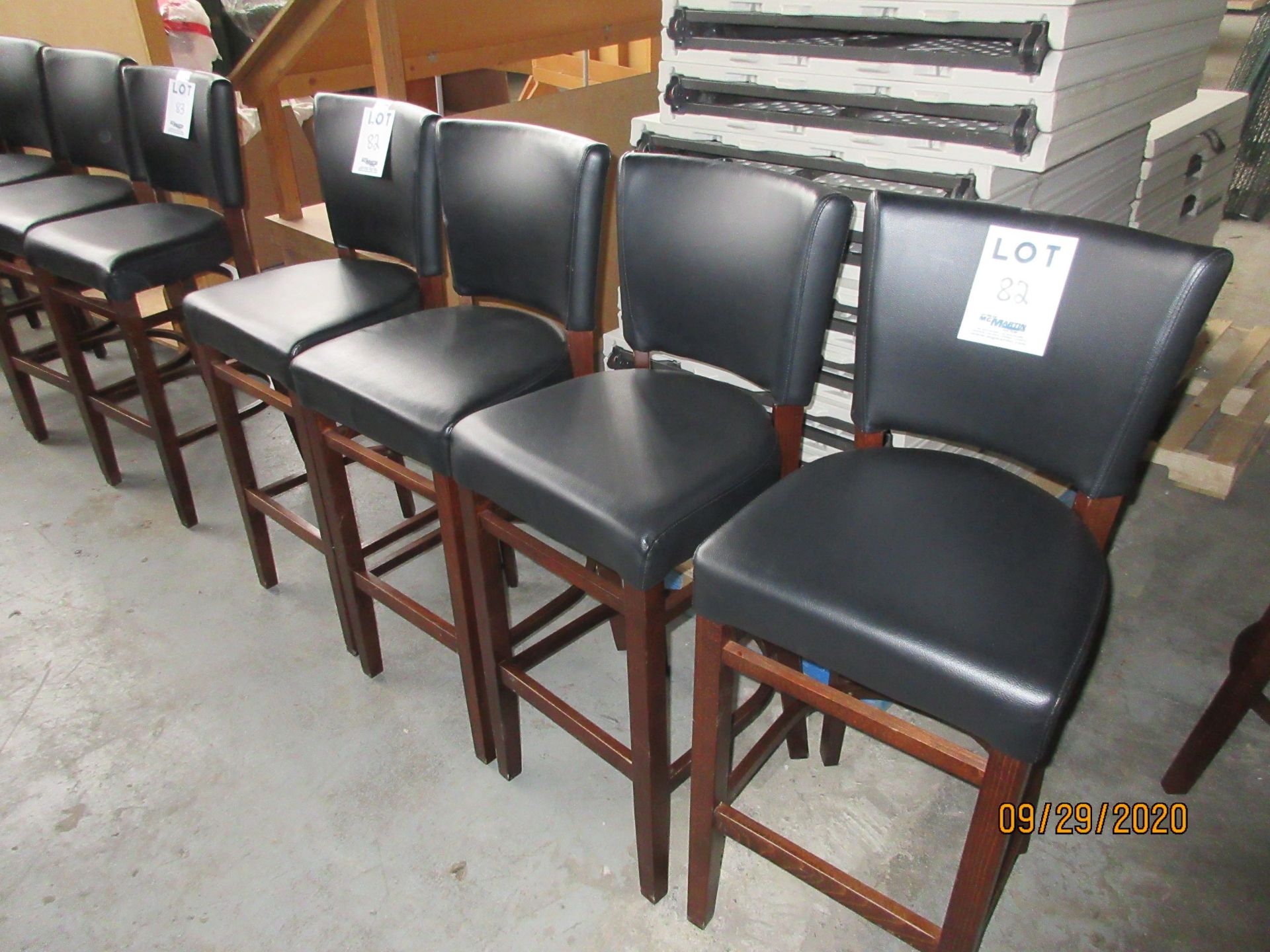 30" bar stools (leather style/wood ) (qty 4) - Image 2 of 2