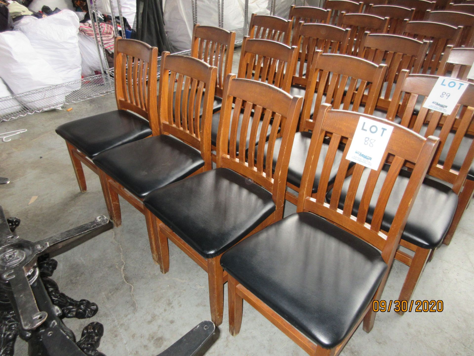 Wooden chairs (leather style seats) (qty 4)