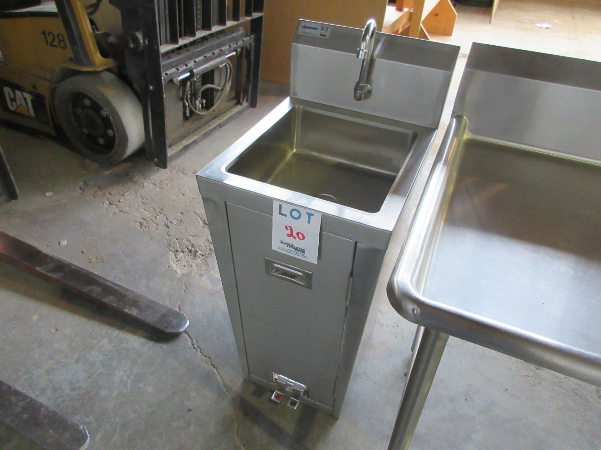 OMCAN S/S sink with pedals. (Mod: 23515). Approx. (17”w x 21”d x 42”h) - Image 2 of 2