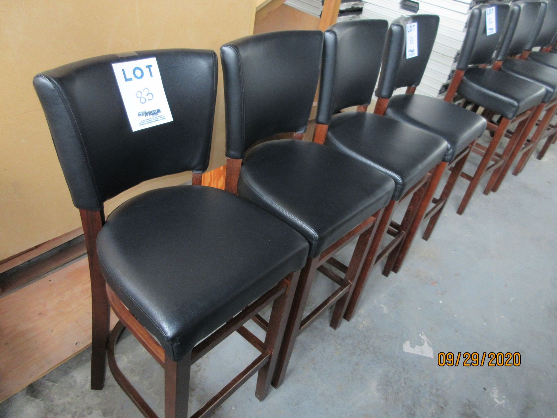 30" bar stools (leather style/wood ) (qty 4) - Image 2 of 2
