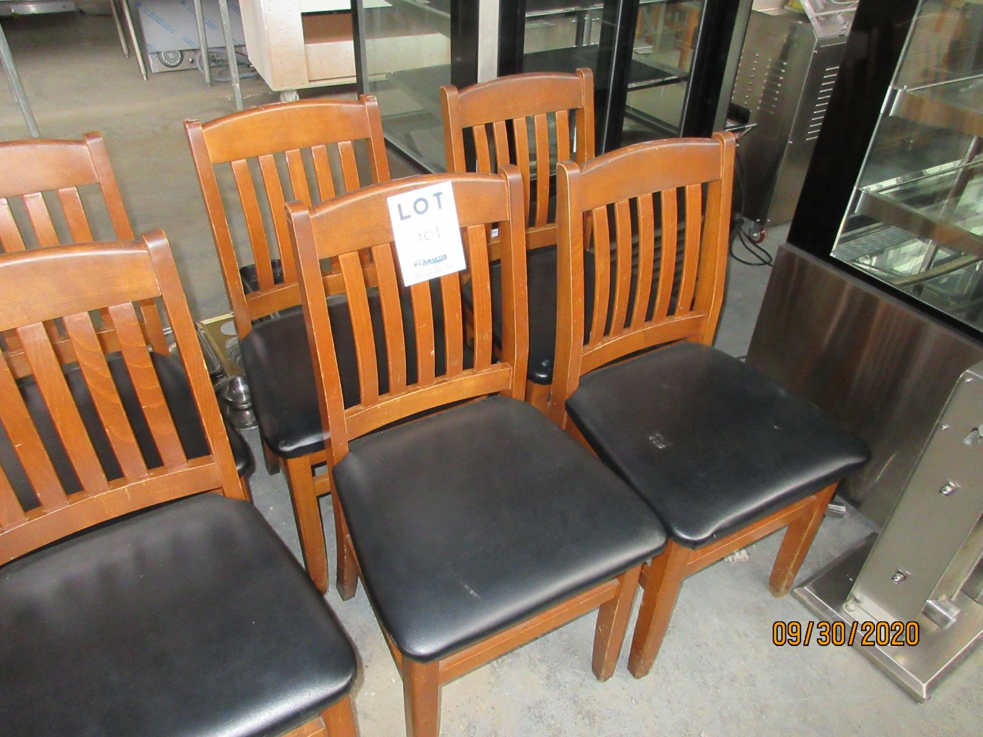 Wooden chairs (leather style seats) (qty 4)