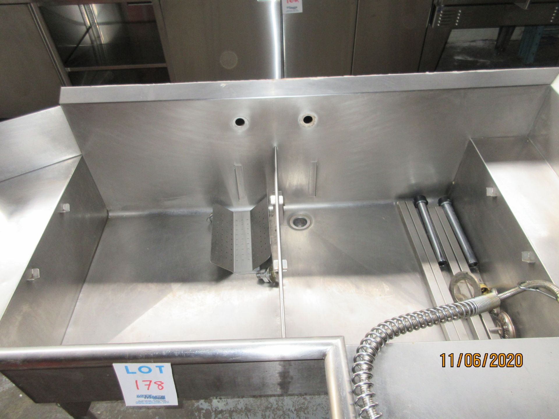 LOT Including (2) section commercial sink w/ faucet (approx. 112"w x 59"d x 42"h) - Image 6 of 6