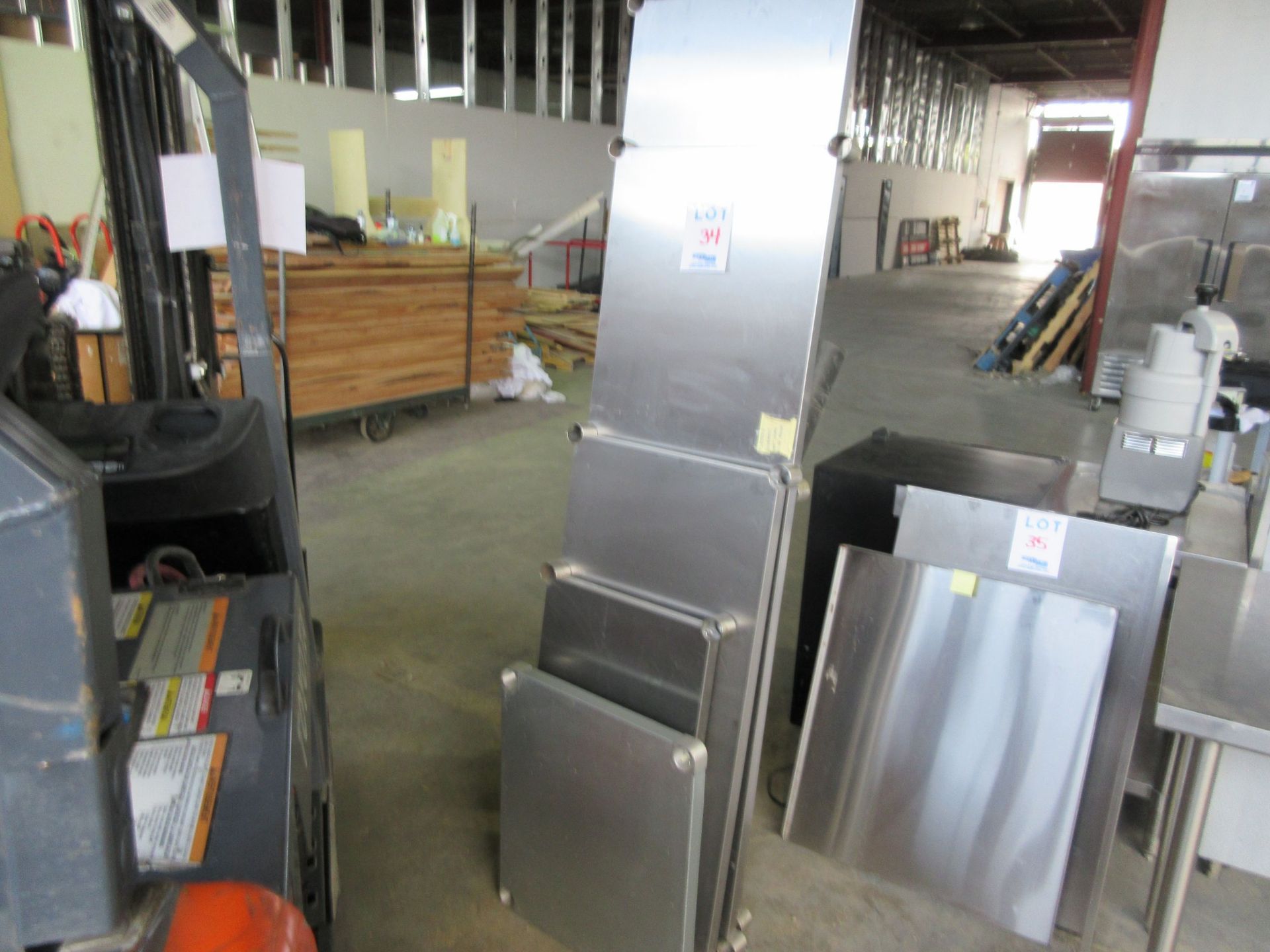 LOT Including S/S Storage Shelves in assorted sizes. Approx. (79”, 67”, 43”, 31”, 24”)